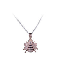 925 Sterling Silver Bee Necklace 18K Rose Gold Plated for Women