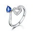 Natural Sapphire and Diamond Ring Heart Cut in 18K White Gold for Women