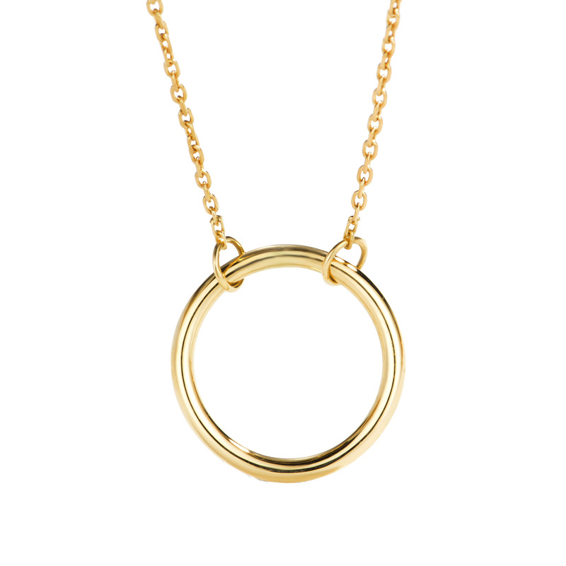 Circle Necklace in 18K Solid Gold for Women