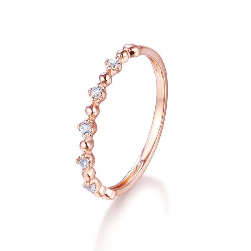 Women Anniversary rings in 14K Rose Gold Pave Set with Diamonds Wholesale Gold Jewelry