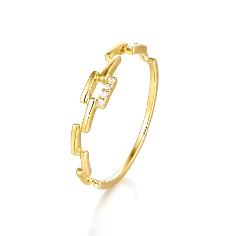 14K Yellow Gold Engagement Rings Geometric Shape Gold Ring Design for Women