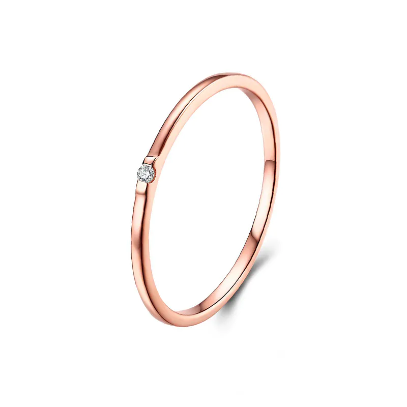 Proposal Ring in 14K Rose Gold Diamond Plain Gold Ladies Ring