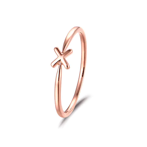 14K Rose Gold Cross Ring Proposal Ring for Women