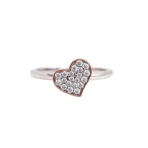 Heart Promise Rings in Sterling Silver Pave Set Cubic Zirconia