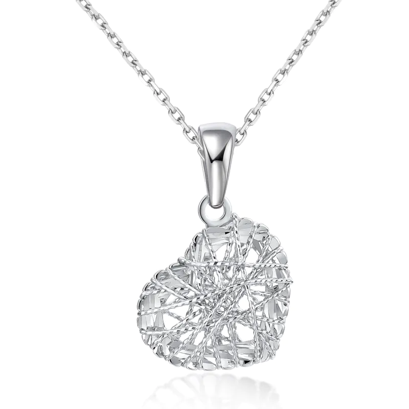 Hollow Heart Pendant 18K White Gold Jewellery Necklace