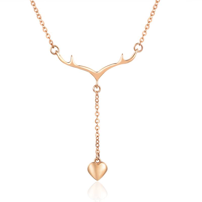 Elk 18K Rose Gold Heart Chain Necklace for Women