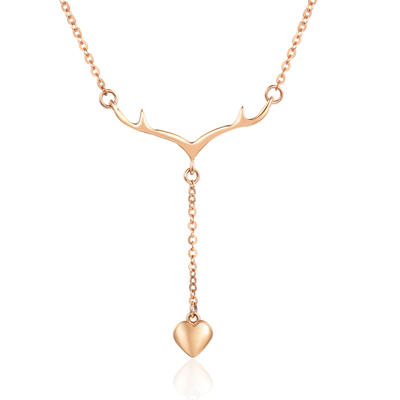 Elk 18K Rose Gold Heart Chain Necklace for Women