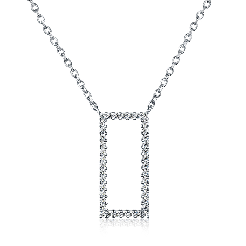 Rectangle Pendant Necklace in Sterling Silver 18K Gold Plated for Women