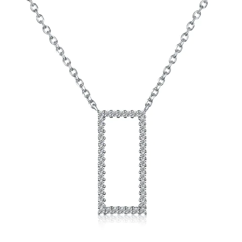 Rectangle Pendant Necklace in Sterling Silver 18K Gold Plated for Women