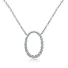 Oval Circle Sterling Silver Pendant Necklace Blue White Cubic Zircons