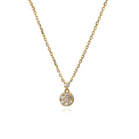 High Quality 18K Yellow Gold Jewellery Necklace with 0.11ct Diamond Pendant OEM Wholesale