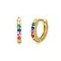 Rainbow Sterling Silver Huggie Earrings 14K Gold Plated Color Zircons