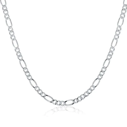 Classic Sterling Silver Figaro Chain 2mm Silver Yellow Color