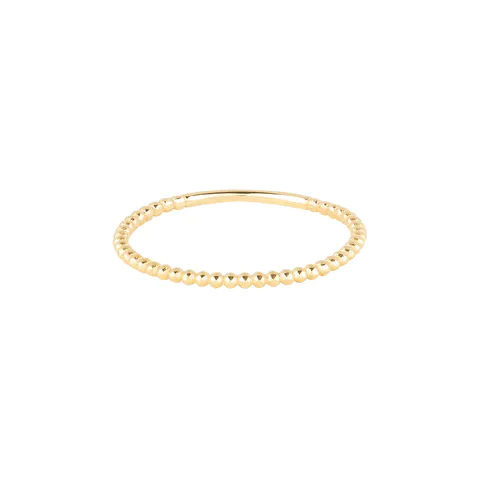 14K Solid Gold Beaded Ring for Women