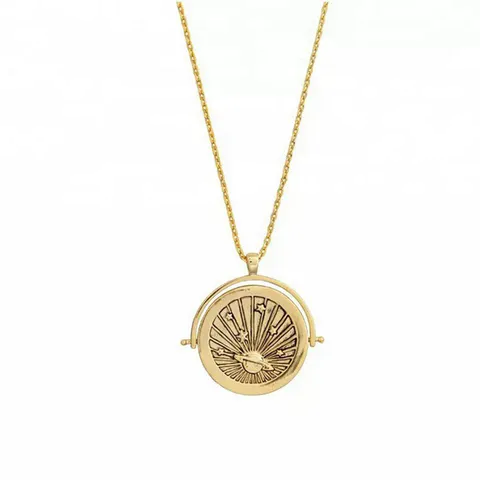 Sterling Silver Coin Pendant Necklace Gold Plated Galaxy Pendant