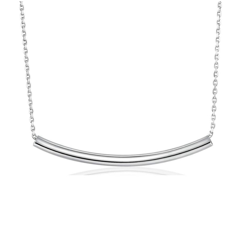 Long Bar Simple Necklace 925 Sterling Silver 16 Inch Choker