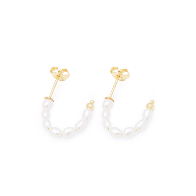 Sterling Silver And Pearl Earrings Gold Plated for Women