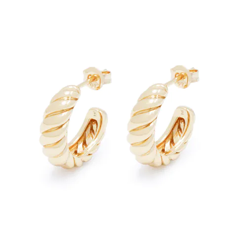 Chunky Silver Hoop Earring Stud 18K Yellow Gold Plated Trendy Jewelry