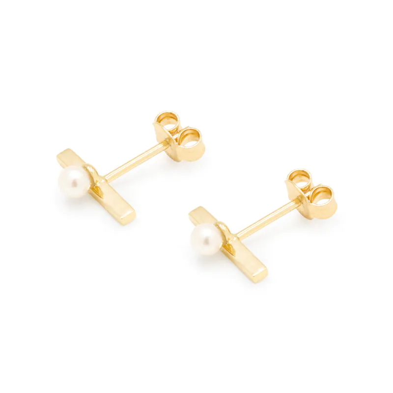 Tiny Pearl Studs 18K Yellow Gold Plated for Women