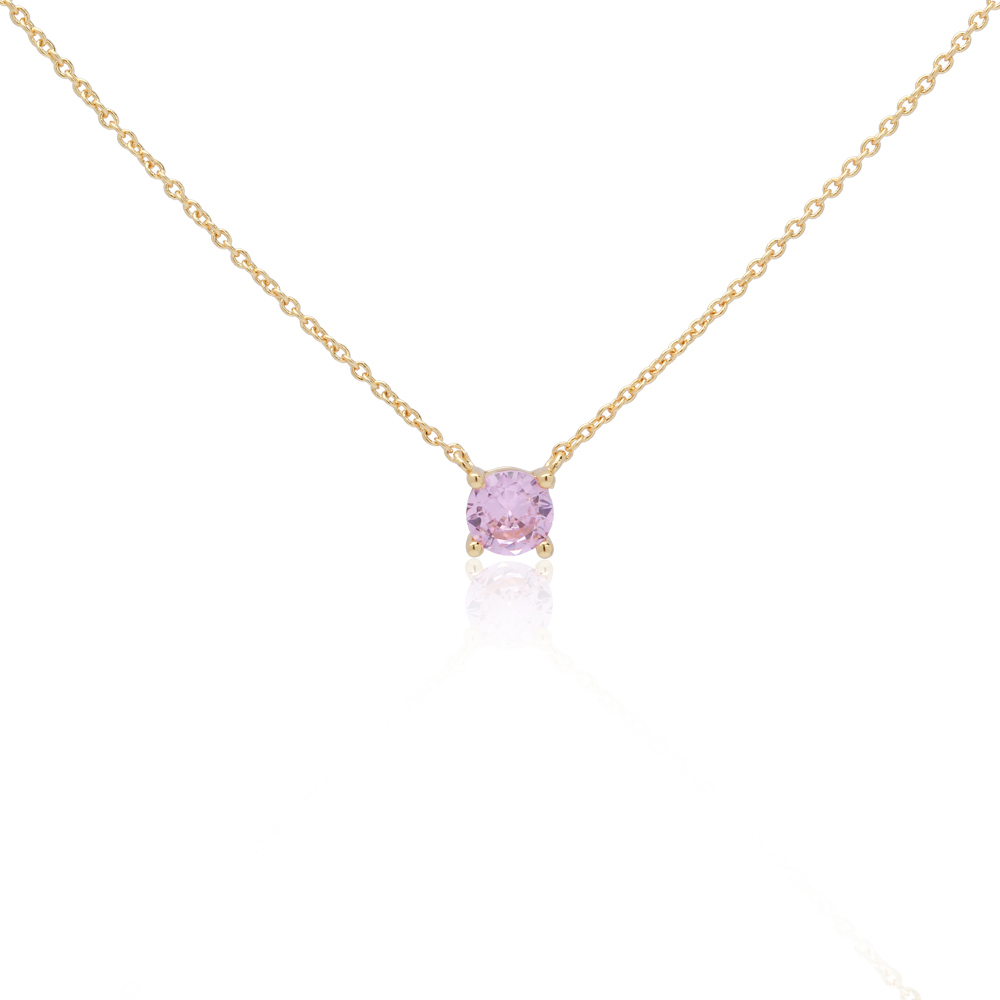 Purple Prong Set 4A Cubic Zircon Stone Necklace
