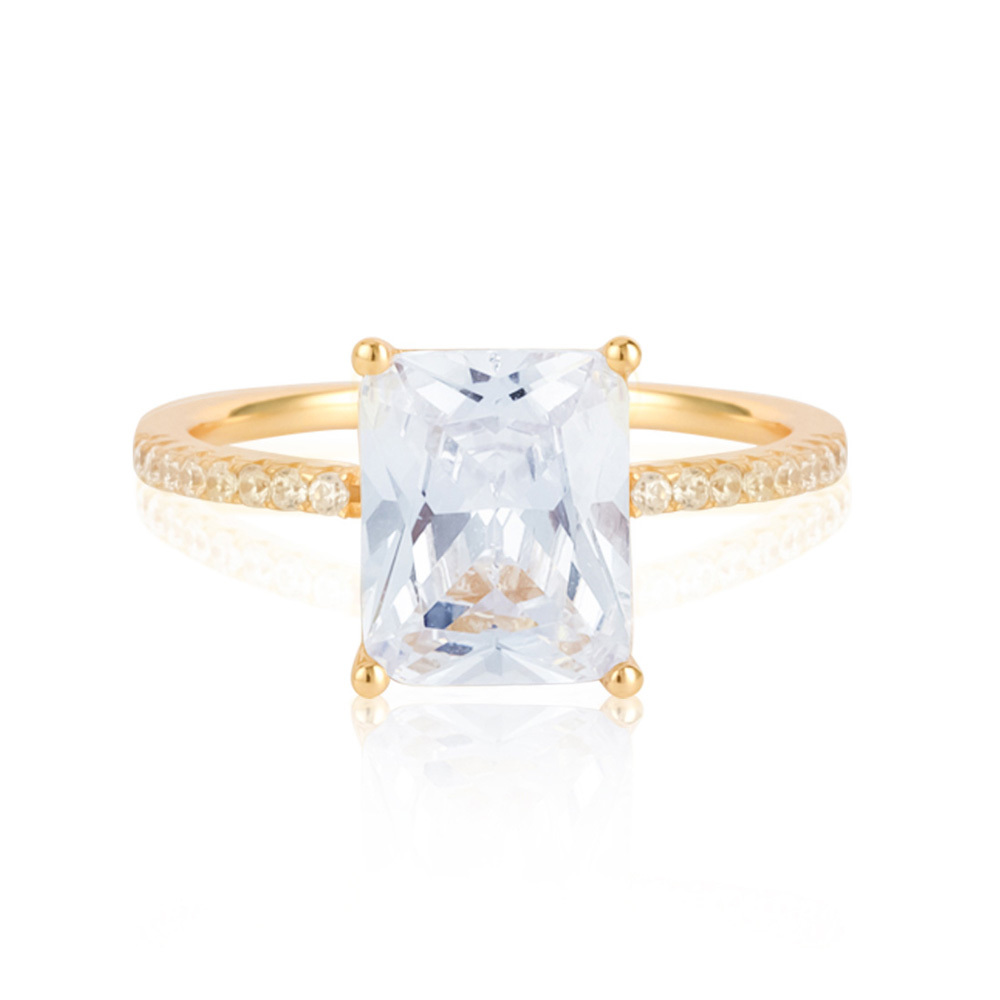 Sterling Silver Zircon Engagement Ring Gold Plated