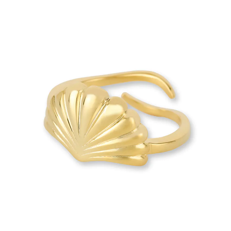Adjustable Shell Ring Gold Plated