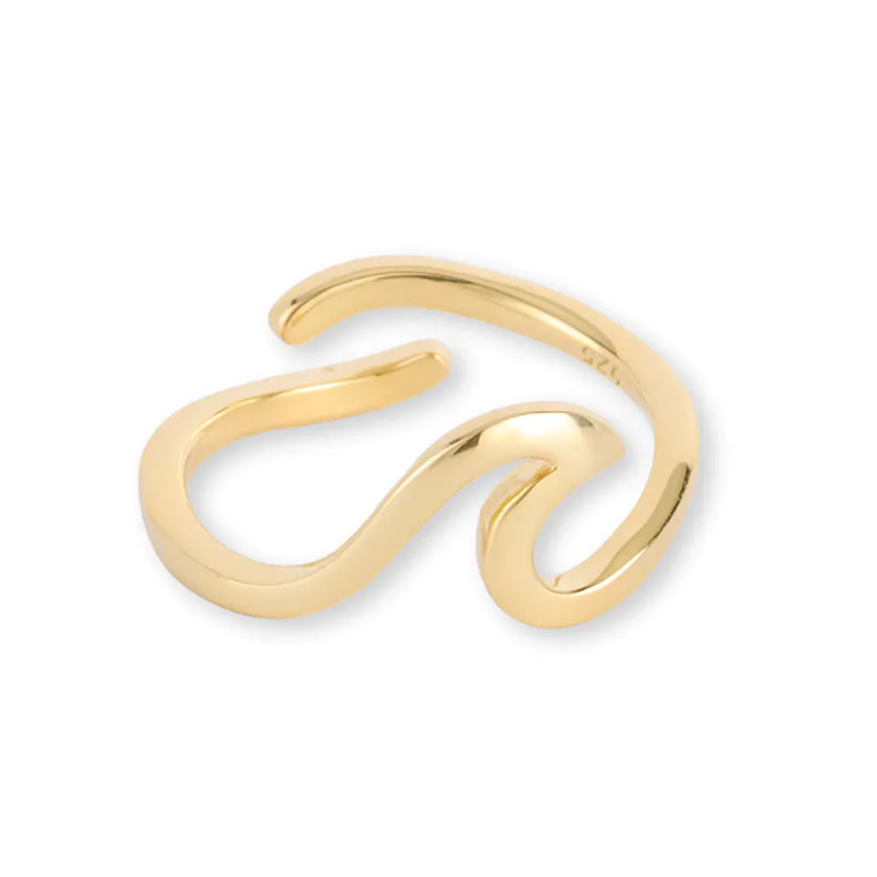 Open Ocean Wave Ring Gold Plated