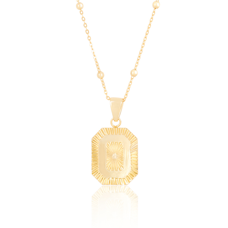 Trendy Silver Square Pendant Necklace Gold Vermeil