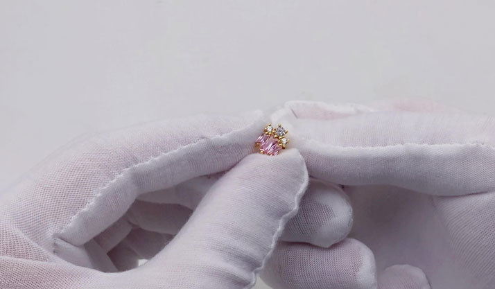 Baguette Cluster Earrings Pink Crystal