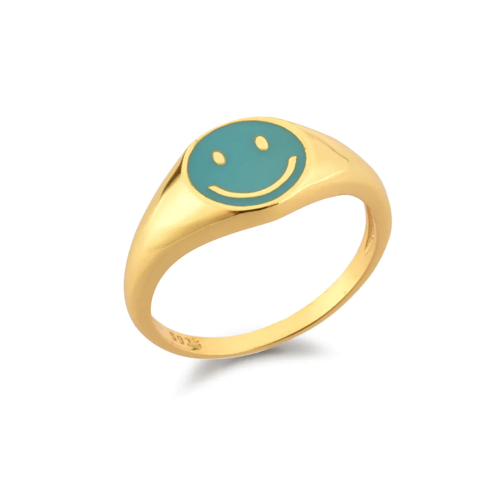 Gold Smiley Face Signet Ring