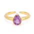 Pear Shaped Amethyst Ring Gold Plated