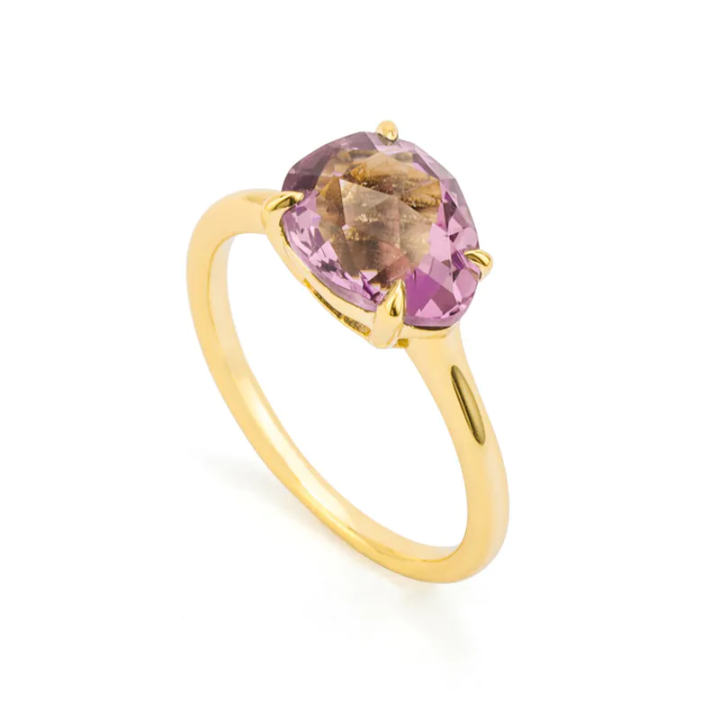 925 Amethyst Ring Gold Plated
