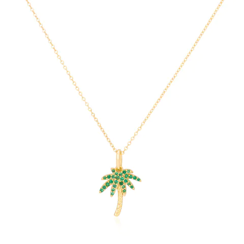 Gold Plated Palm Tree Pendant Necklace