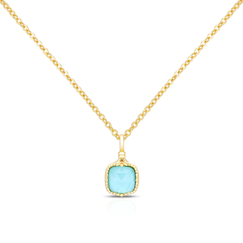 Square Turquoise Pendant Necklace