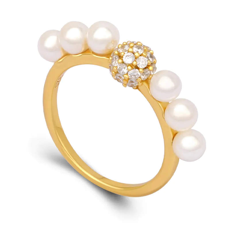 Pearl Pave Ring Sterling Silver