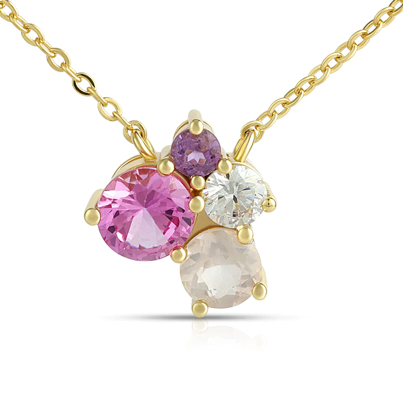 Pink Sapphire Butterfly Necklace Colorful Stone