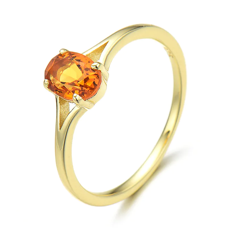 Orange Oval Garnet Ring