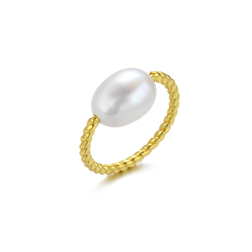 Baroque Pearl Ring Twisted Band