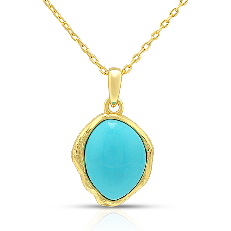 Geometric Synthetic Turquoise  Pendant Necklace