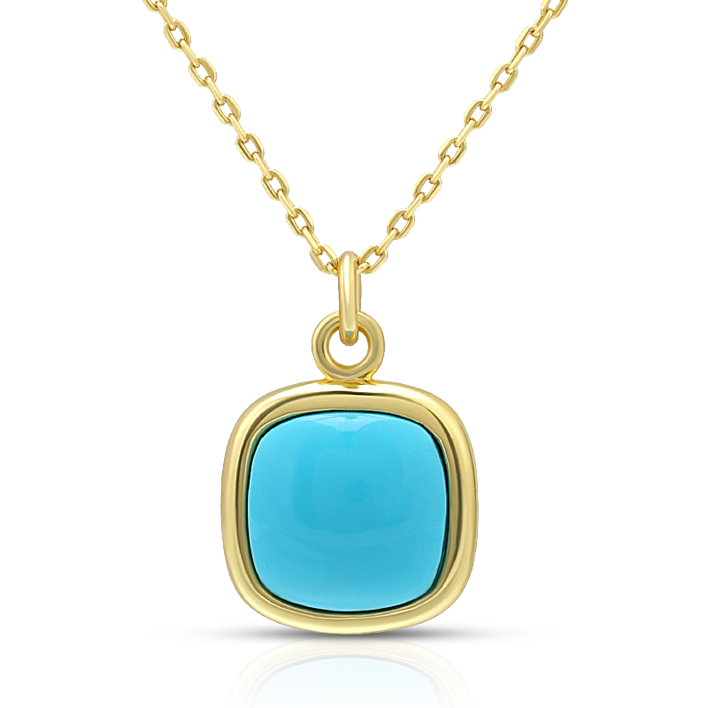 Geometric Square Synthetic Turquoise  Necklace