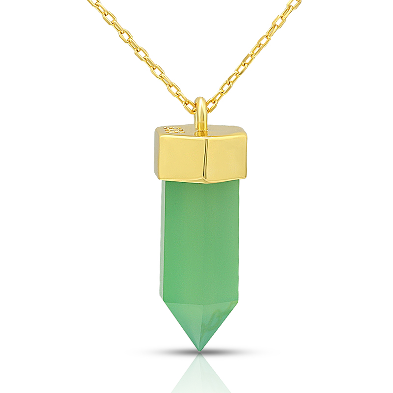 Geometric Hexaprism Cylinder Synthetic Turquoise Necklace