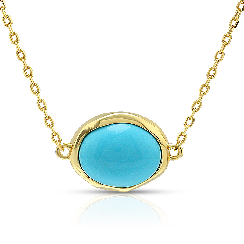 Geometric Oval Synthetic Turquoise  Necklace