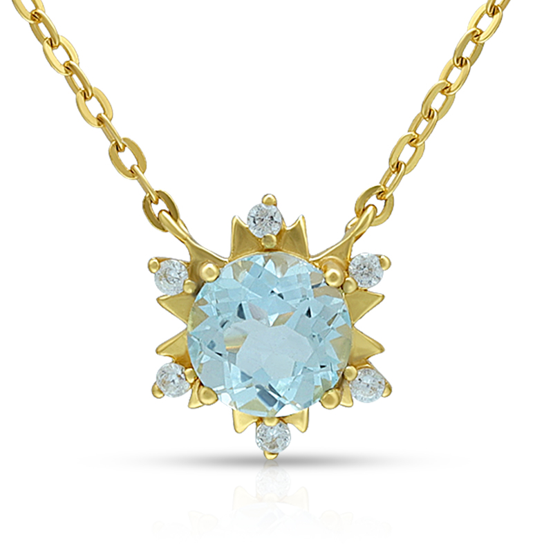 Sky Blue Sapphire Sun Necklace