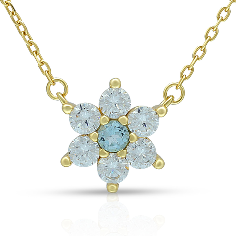 Sky Blue Sapphire Flower Necklace