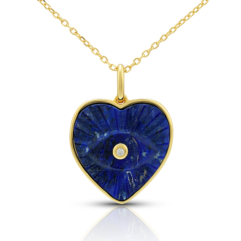 Lapis Lazuli Heart Shaped Evil Eye Necklace