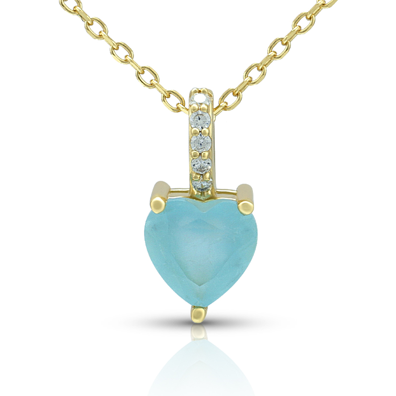 7mm Aquamarine Heart Necklace