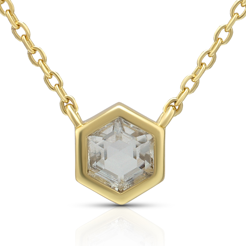 5mm Rock Crystal Hexagon Pendant Necklace
