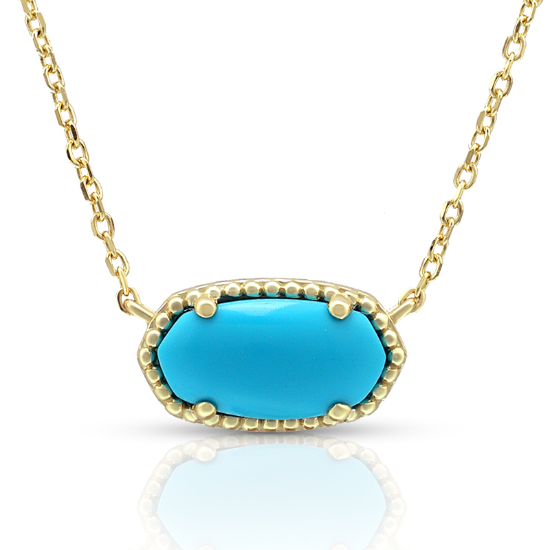 Synthetic Turquoise Oval Pendant Necklace