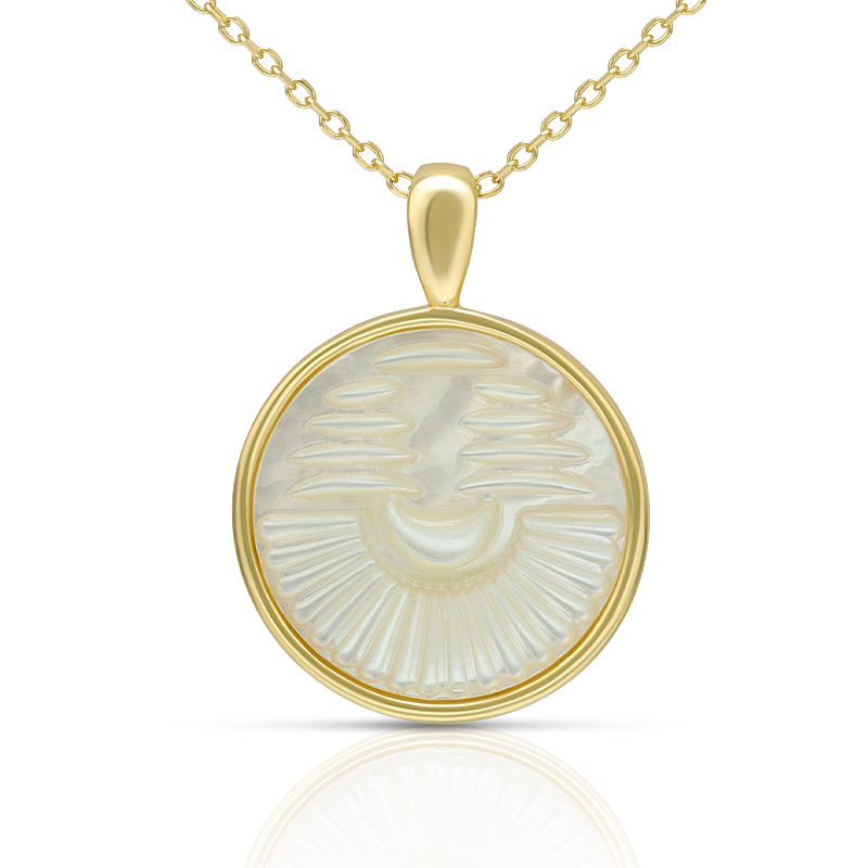 Sea Mother of Pearl Disc Necklace