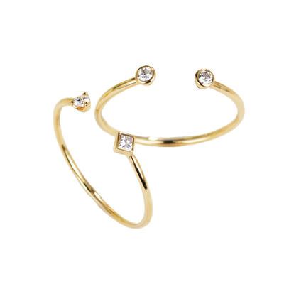 18K Solid Gold Bridal Ring Sets with Bezel Set Diamonds for Women